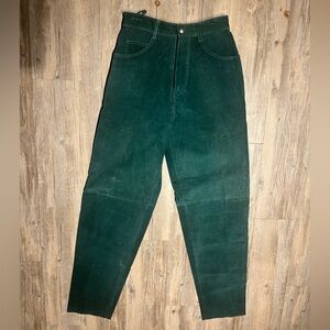Dark Green Suede Pants Wear on Earth